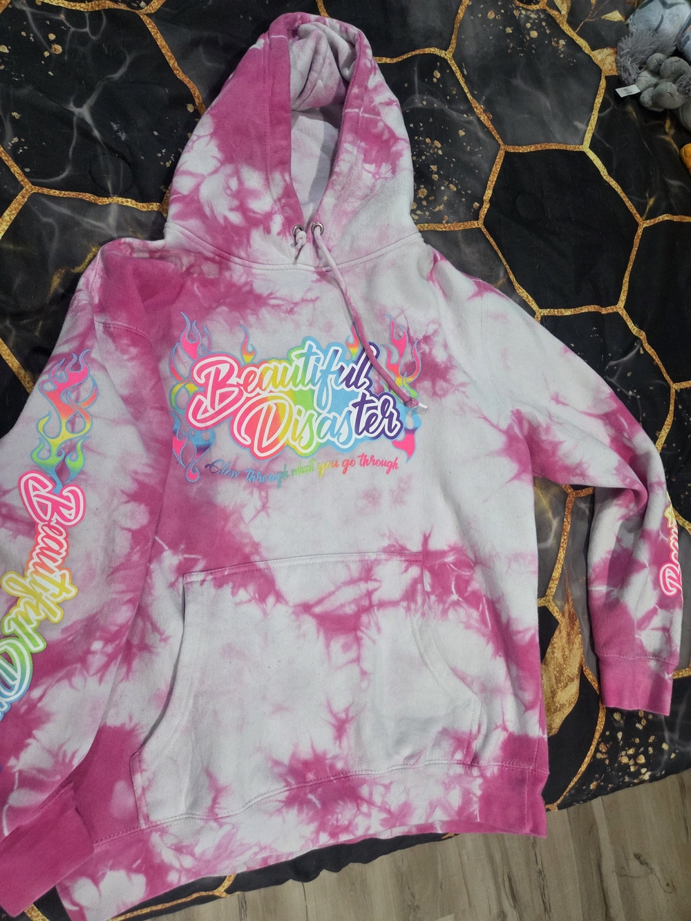 Beautiful Disaster Glow Through what you Ho Through Tie-Dye Hoodie Sweatshirt